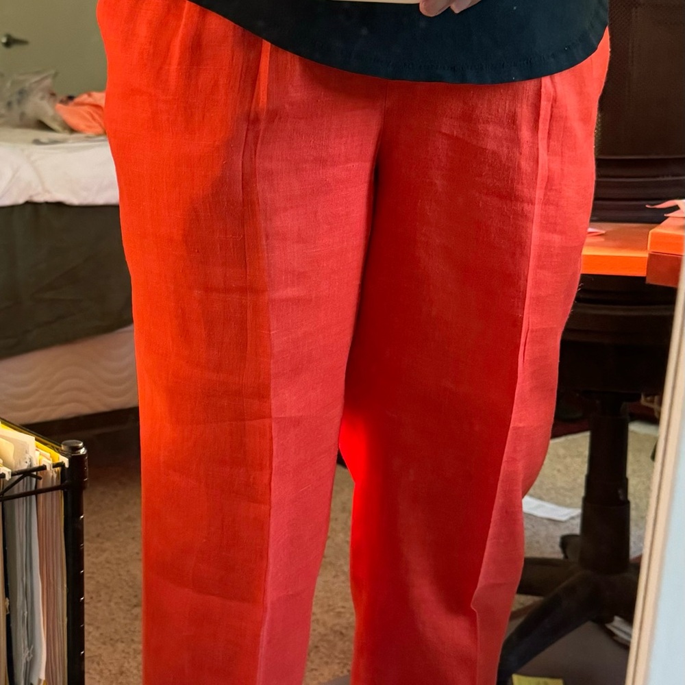 Women’s Designer Red Linen Size 8 Pants